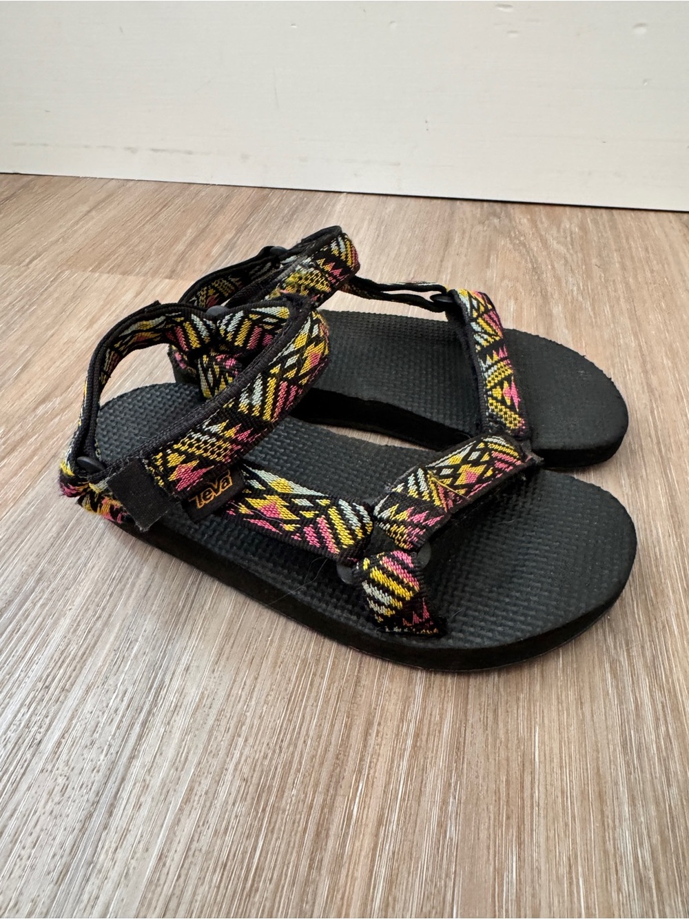 Teva Original Universal Kids Sandals Size 13 Colorful Geometric Strappy Shoes